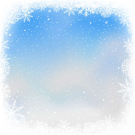 snow frame Christmas template blue sky backdropのイラスト素材