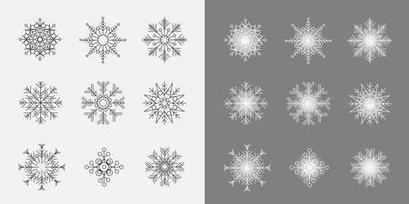outline snowflakes set templateのイラスト素材