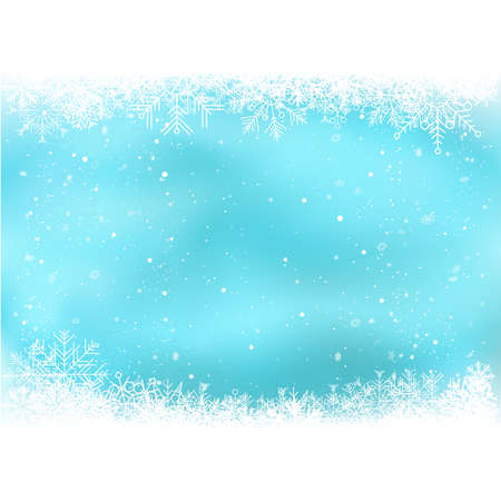Christmas sky snow blue frame with snowflakesのイラスト素材