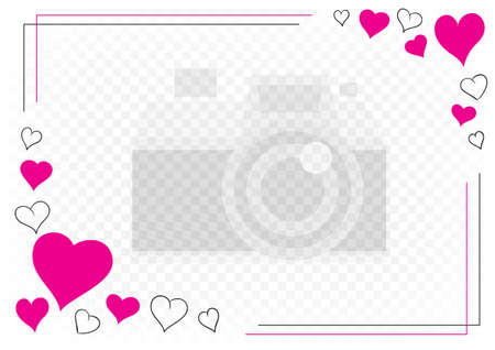 Valentine hearts photo frame transparent templateのイラスト素材