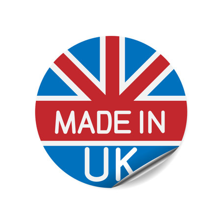 made in UK round sign sticker tag labelのイラスト素材