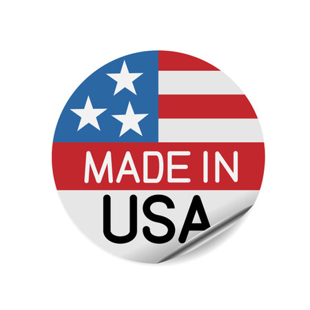 made in USA round sign sticker tag labelのイラスト素材