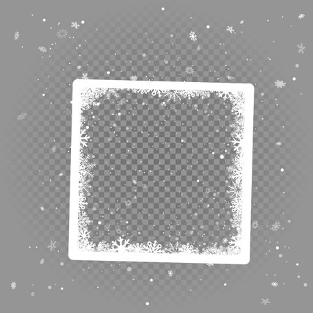 Christmas winter photo snapshot frame with snowのイラスト素材