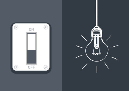 switch lamp light on dark backgroundのイラスト素材