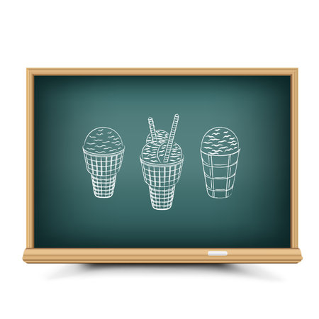 Blackboard chalk draw ice cream collectionのイラスト素材