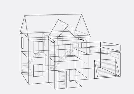 house home sketch on paper backgroundのイラスト素材