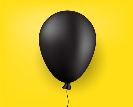 inflated black balloon on yellow backgroundのイラスト素材