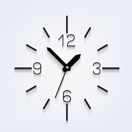 black wall clock timer with shadowのイラスト素材