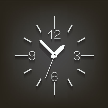 white wall clock timer with shadow on darkのイラスト素材