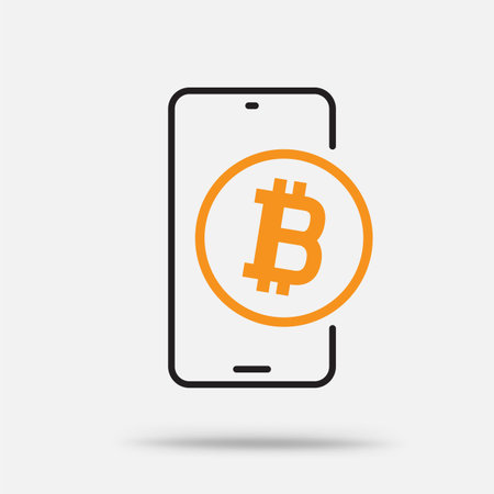 crypto bitcoin in smartphone iconのイラスト素材