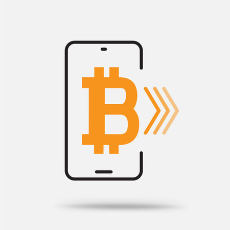 crypto bitcoin in smartphone iconのイラスト素材