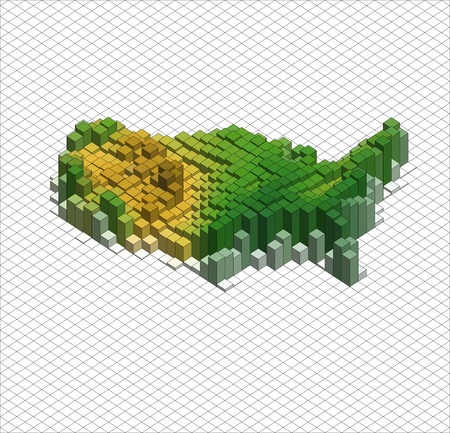 Infographic Isometric Vector Graph, Abstract 3D USA Map Symbolのイラスト素材