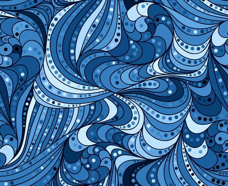 Abstract vector seamless blue background of doodle drawn linesのイラスト素材