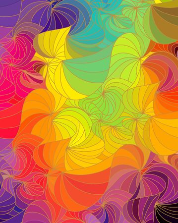 Abstract vector floral colorful background of drawn linesのイラスト素材