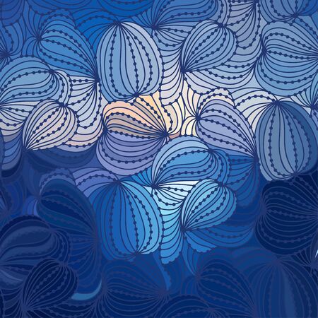 Abstract vector blue background of doodle drawn linesのイラスト素材