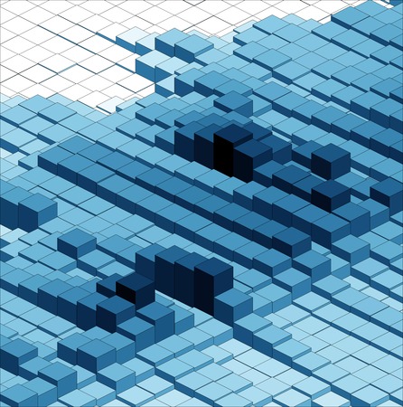 Isometric Graphic Pattern. Abstract Vector 3D Geometric Blue Backgroundのイラスト素材
