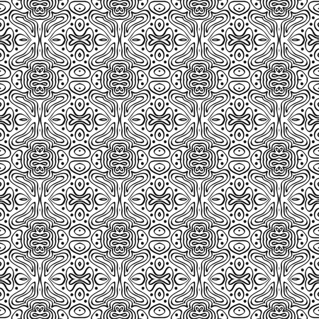 Vector Black White Seamless Wallpaper. Vintage Pattern. Retro Backgroundのイラスト素材