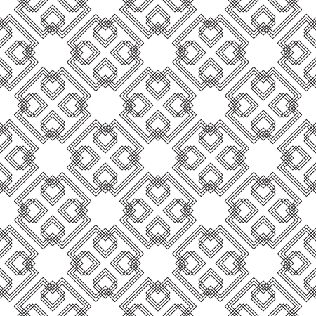 Abstract Seamless Geometric Islamic Wallpaper. Vector Arabic Black White Pattern.のイラスト素材