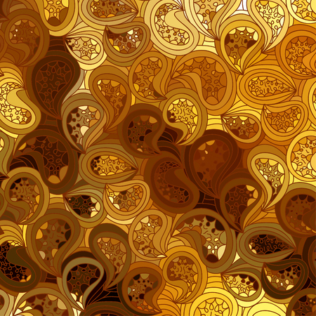 Abstract vector wave gold background of doodle hand drawn linesのイラスト素材