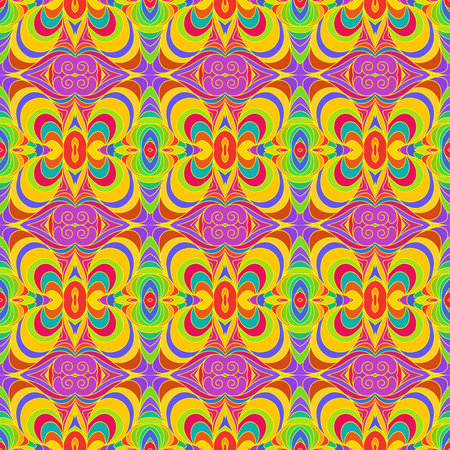 Vector Colorful Seamless Wallpaper. Vintage Pattern. Retro Background of Drawn Lines