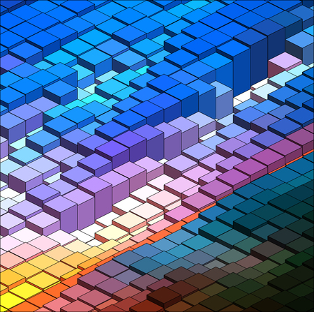 Isometric Graphic Pattern. Abstract Vector 3D Geometric Colorful Backgroundのイラスト素材