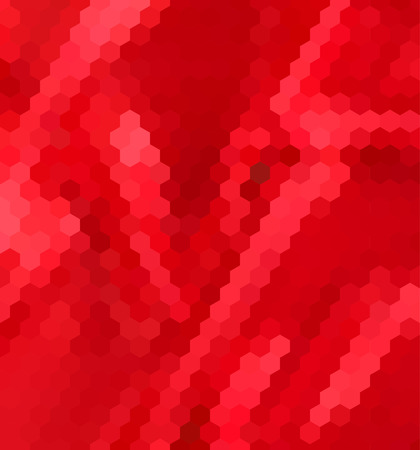 Mosaic hexagon tiles texture vector pattern. Pixel red backgroundのイラスト素材