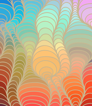 Abstract vector color wave background of doodle hand drawn lines. Colorful floral pattern.のイラスト素材