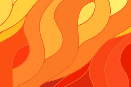 Abstract orange wave background of doodle hand drawn lines. Colorful floral pattern.