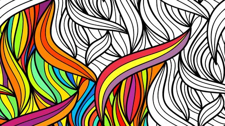 Vector abstract seamless fantasy pattern of black white hand drawn outline ornament and colorful background. Coloring book patternのイラスト素材