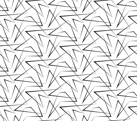 Abstract vector seamless background of broken lines. Monochrome striped pattern. Black white wallpaper.のイラスト素材