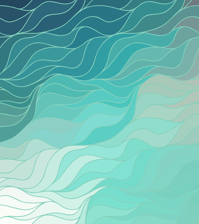 Abstract vector color background of doodle hand drawn lines. Blue floral pattern. Wave blue wallpaperのイラスト素材