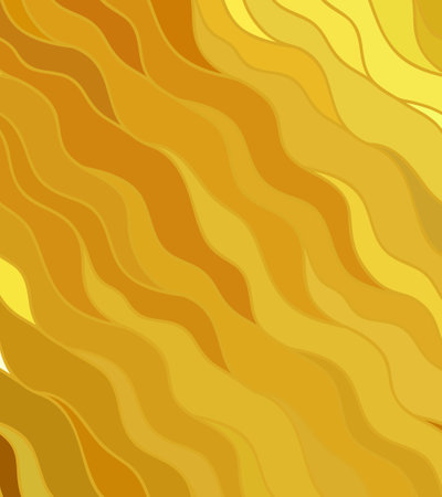 Abstract vector color background of doodle hand drawn lines. Gold floral pattern. Wave yellow wallpaperのイラスト素材