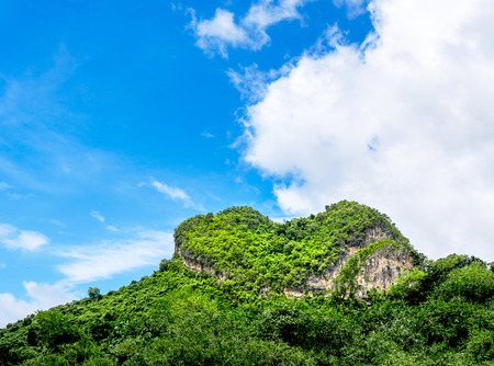 Heart-shaped mountain with green nature in Thailand.の写真素材