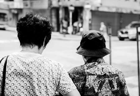 Motivate elderly people walk together forever and will not leave.の写真素材
