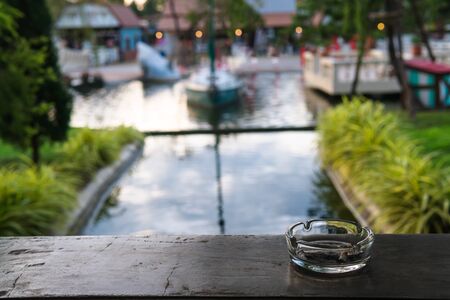 ashtray was placed at the terrace Like someone pasted after smoke finish. Because here it is cool, ideal for relax.の写真素材