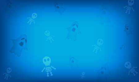 Vector halloween festival and the cute cartoon characters and skeleton ghost.And the dark tone makes scary and can be used as a background.のイラスト素材