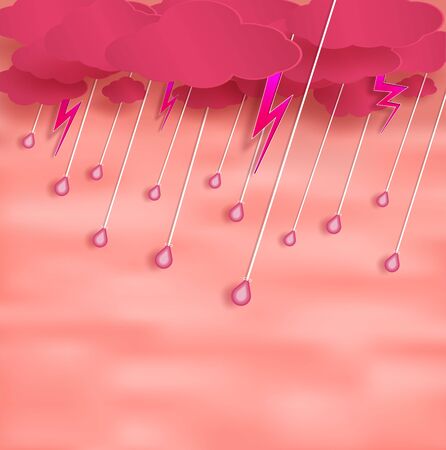 vector.sky and the colors are beautiful. and the rain is going to fall. And there is a group of dark clouds and dense and has a lightning  downward. and an Origami or paper art style. And  background.のイラスト素材