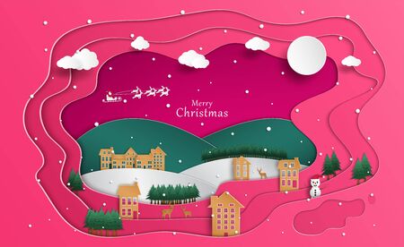 Winter snow urban countryside.and the nature of the forest during the cold season. and the Christmas and happy New Year. and the design of origami or paper cutting. and used as background.のイラスト素材