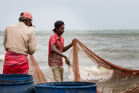 fisherman at Negombo fishmarket, Sri Lankaのeditorial素材
