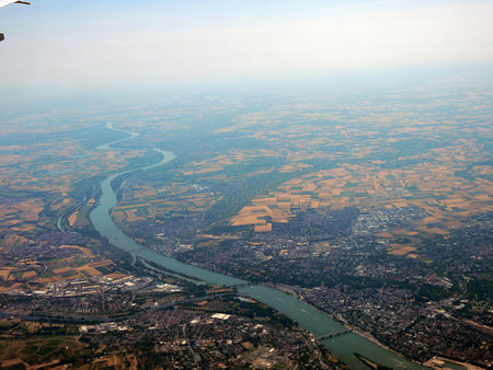 Aerial view of the city of Frankfurt am Main, Germany.の写真素材