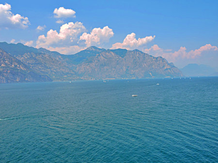 Lake Garda is the largest lake in Italy and one of the largest in Europe. Malcesine, Italy, July 19, 2015.の写真素材