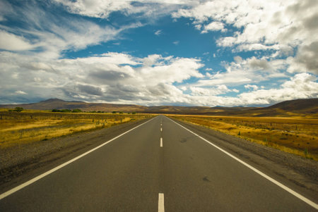 Highway and clouds Argentina Route 40の写真素材