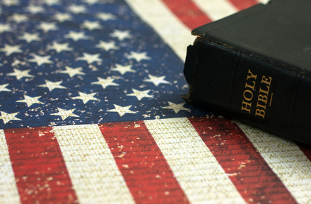 An old Bible with a July 4th background with room for copy spaceの写真素材