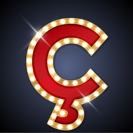 illustration of realistic retro signboard C C-cedilla. のイラスト素材