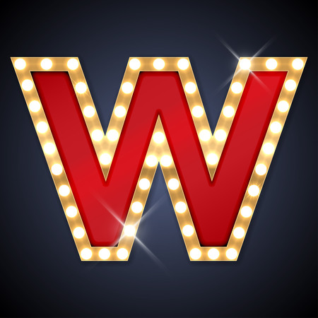 illustration of realistic retro signboard letter W. のイラスト素材