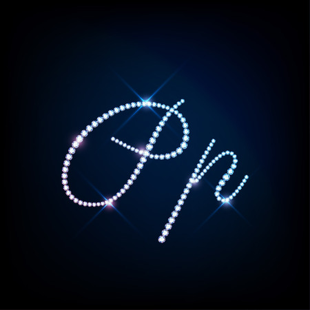 Diamond glittering letter "P" of sparkling brilliants glitter font conceptのイラスト素材