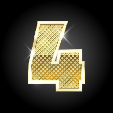 metal gold letter of numberのイラスト素材