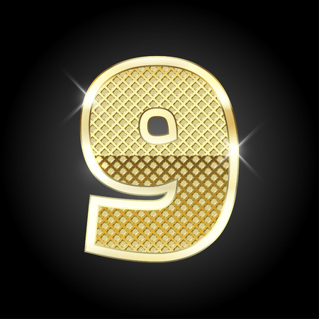 metal gold letter of numberのイラスト素材
