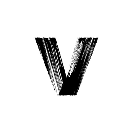 Lowercase vector letter v hand-drawn with dry brushのイラスト素材