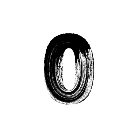 Vector number Zero 0 hand-drawn with dry brushのイラスト素材